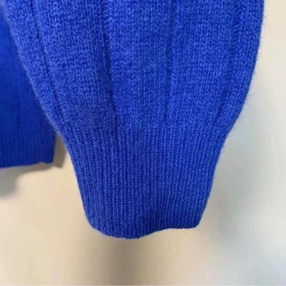 Carriage court vintage lambswool angora blend blue cable knit ribbed sweater - Picture 4 of 5